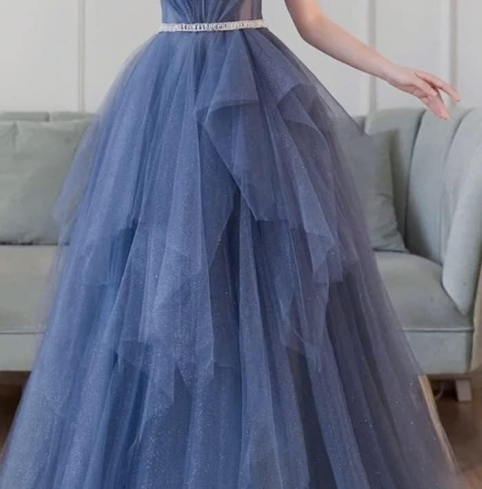 Simple Ball Gown Strapless Tulle Prom Dresses Evening Dress