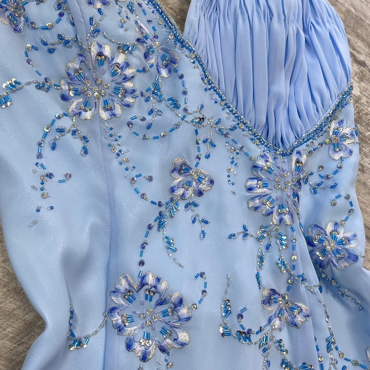 Pretty A Line Halter Blue Slit Chiffon Prom Dresses Long Evening Gowns