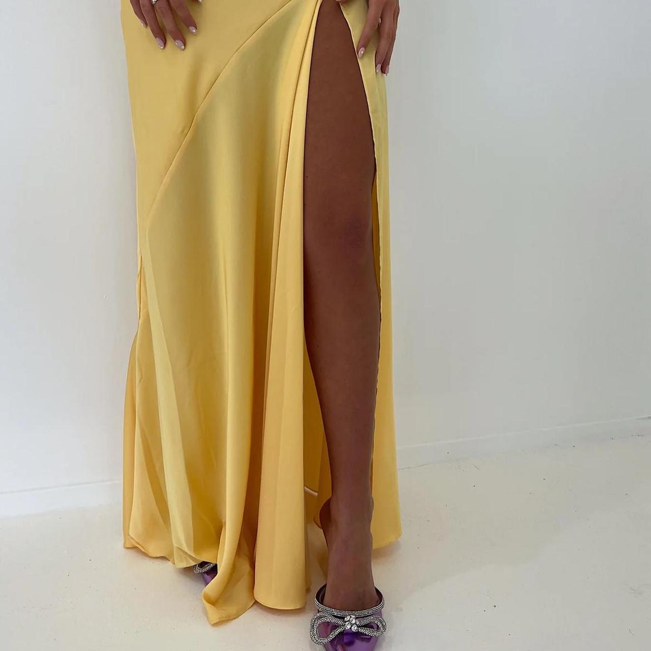 Sexy Mermaid Spaghetti Straps Sleeveless Party Dress Yellow Prom Dresses