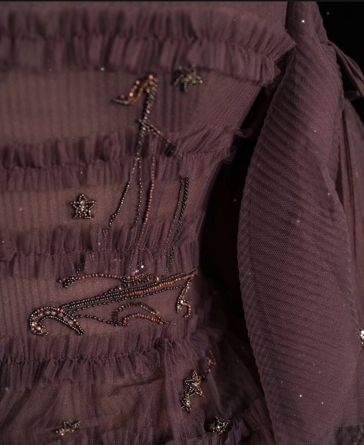 Chic Ball Gown Off The Shoulder Long Sleeves Evening Dress Tulle Long Prom Dresses