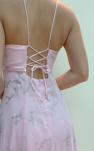 Chic A line V Neckline Pink Chiffon Evening Dress Long Prom Dresses