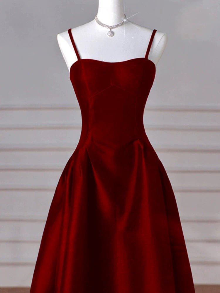 A-line Navy Blue Satin Straps Long Formal Dress Navy Blue Prom Dress