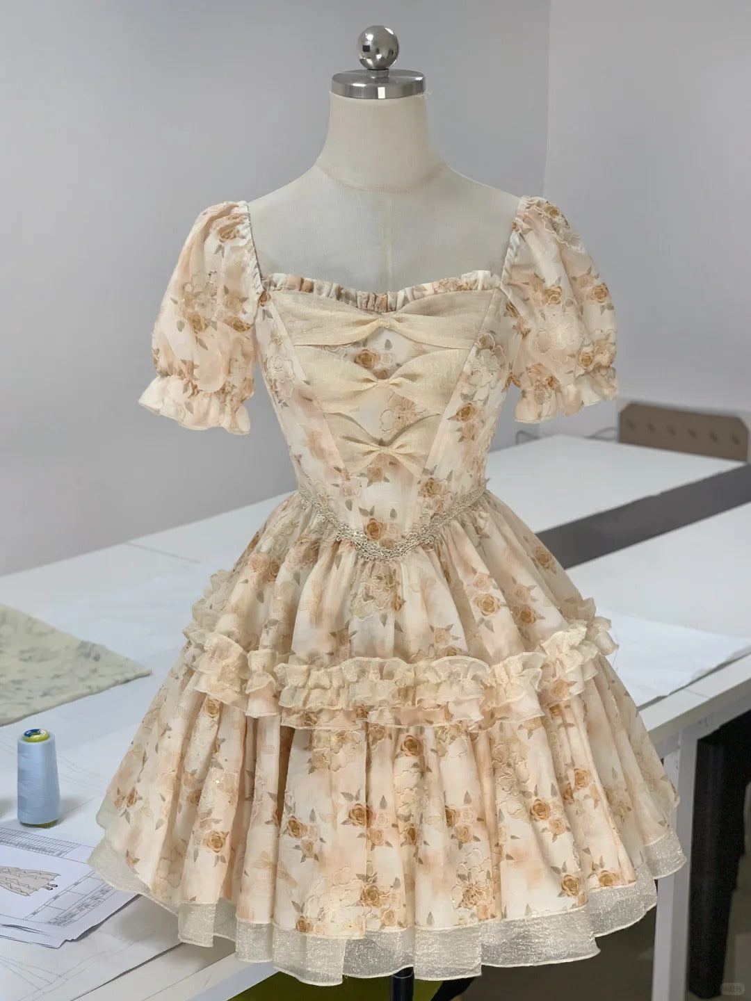 Sweet Floral Short Sleeve Mini Birthday Party Homecoming Dress P3172