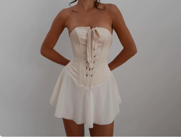 Sexy hot girl lace up tube top birthday party homecoming dress P3201