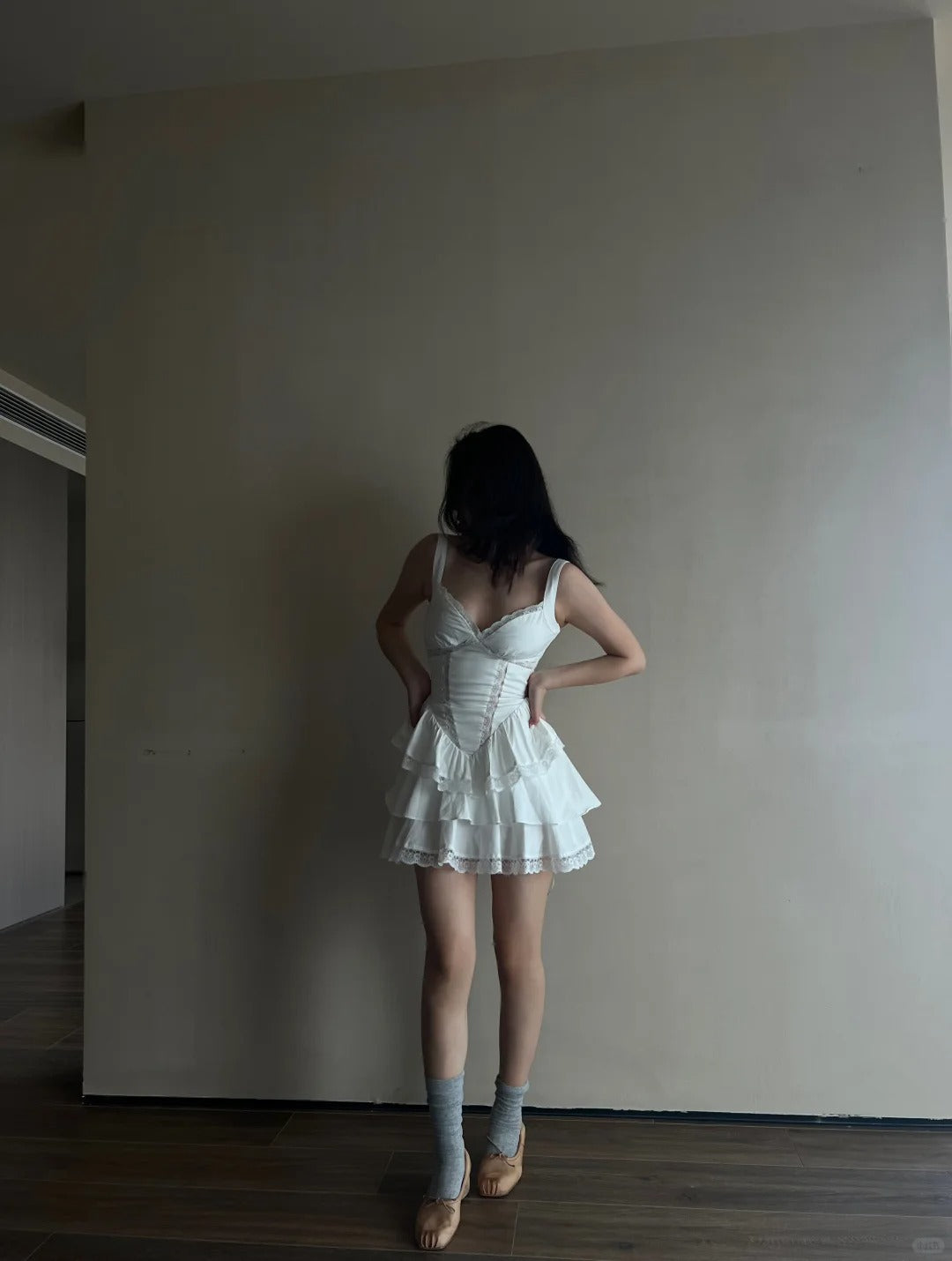 Cute White Strapless V Neck Lace Trim Mini Birthday Party Homecoming Dress P3486