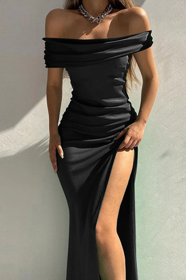 Sexy Mermaid Off The Shoulder Black Evening Prom Dress 22th Birthday Outfits