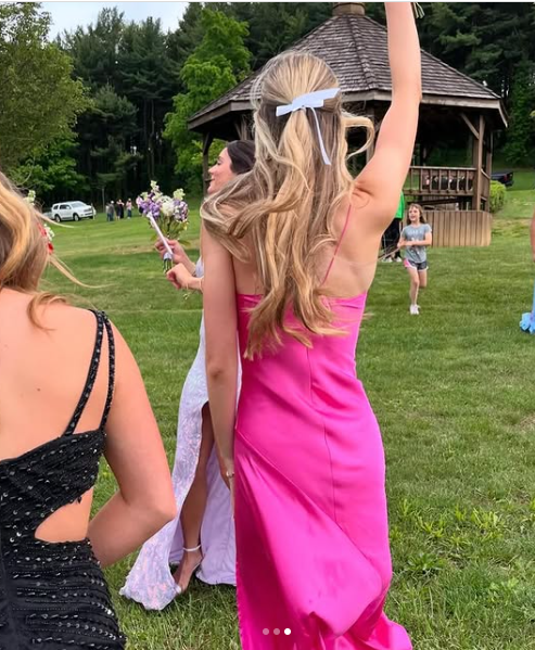 Sexy A line Straps Sleeveless Party Dress Hot Pink Side Slit Prom Dress