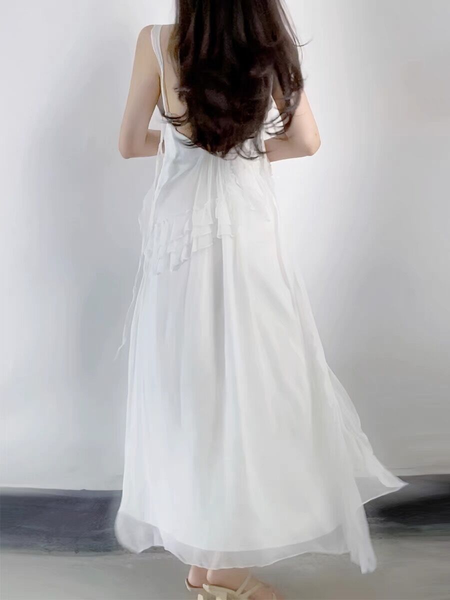 Sexy A line Long Prom Dress Slit White Evening Dress