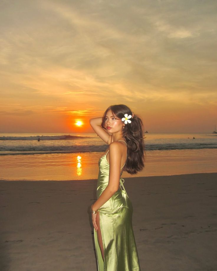 Simple Green Halter Satin Slit A Line Long Party Dress Evening Gown D1471