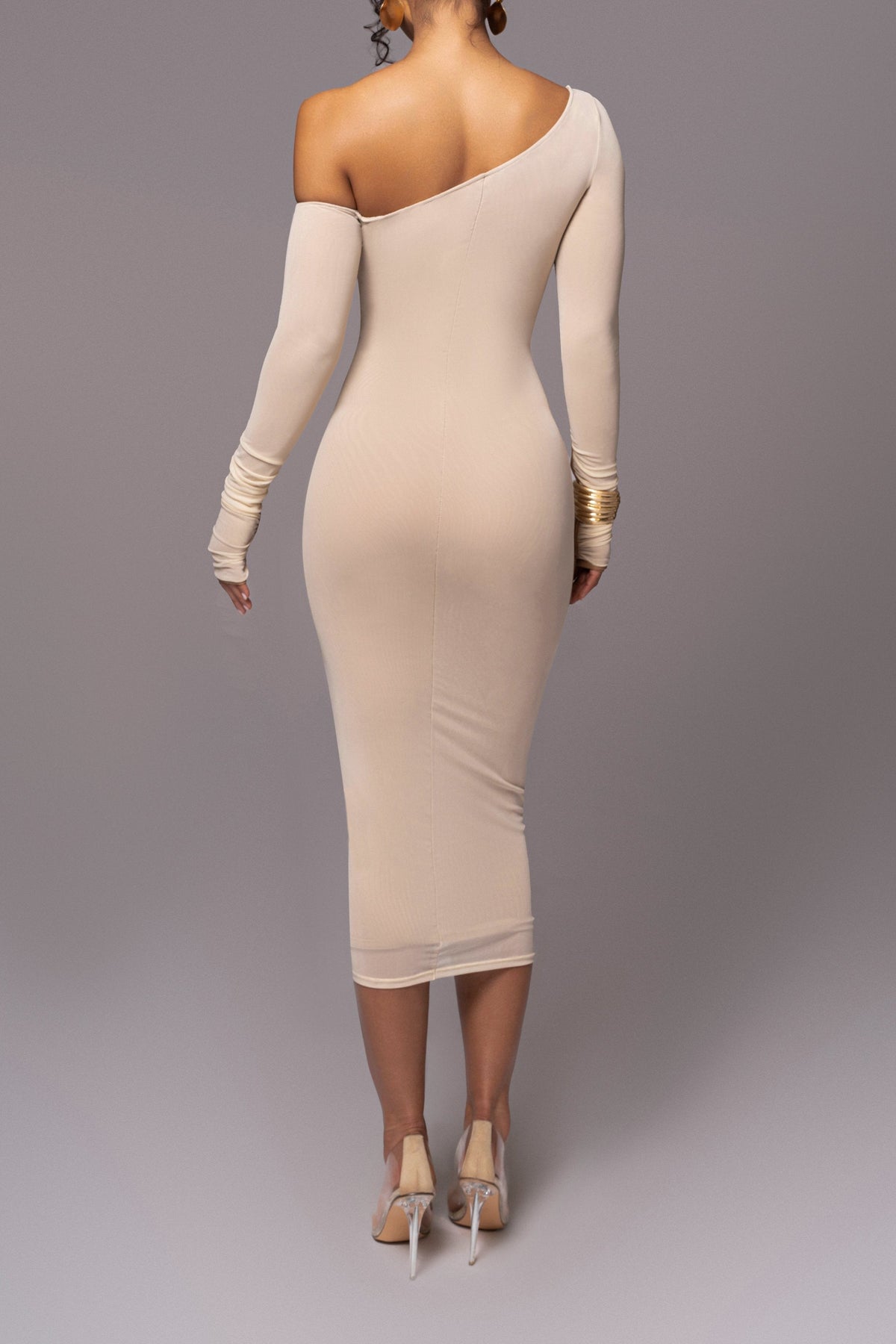 Amelisse - Off - Shoulder Two - Layer Mesh Midi Dress - View 6
