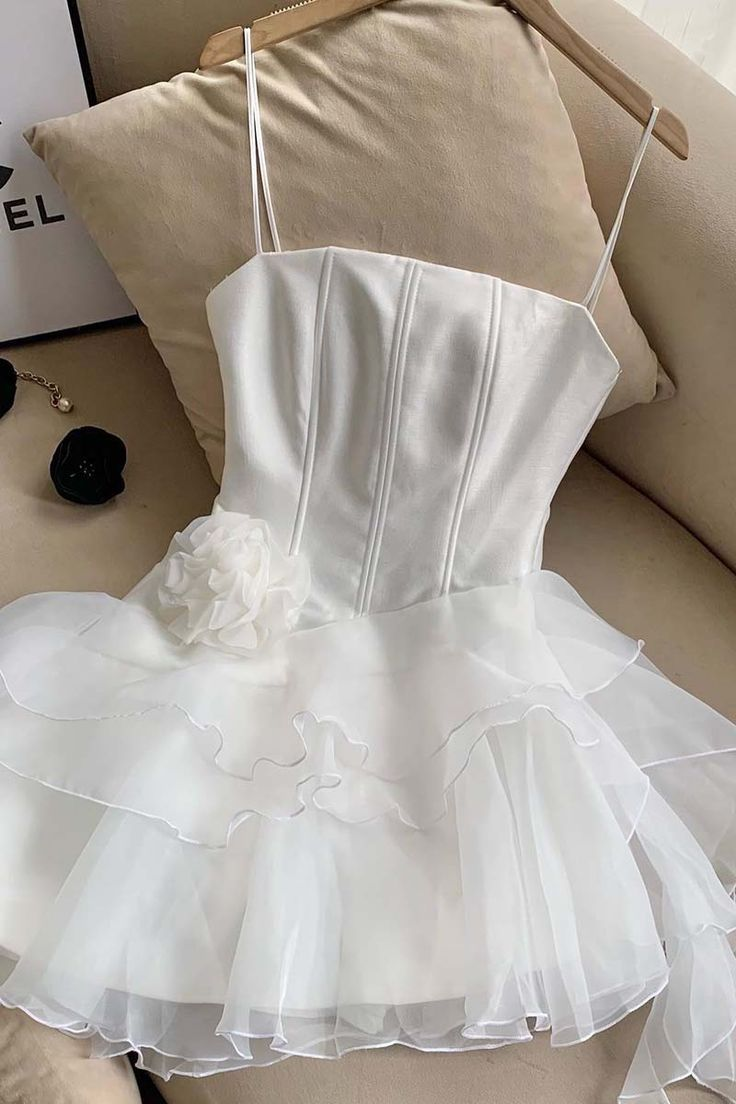 Charming Pink Spaghetti Straps Tulle Satin A-Line Mini Homecoming Dress Short Party Dress S663