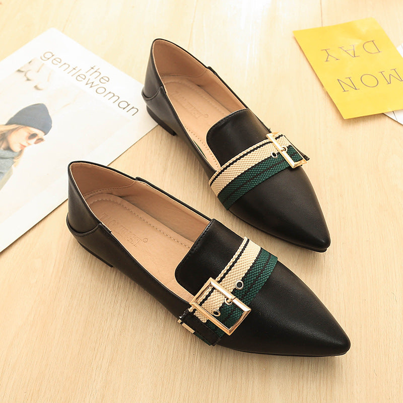 PU Closed Toe Pointed Toe Flats - Mislish