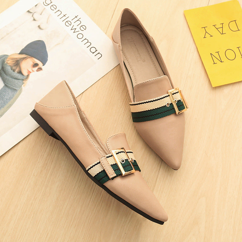 PU Closed Toe Pointed Toe Flats - Mislish