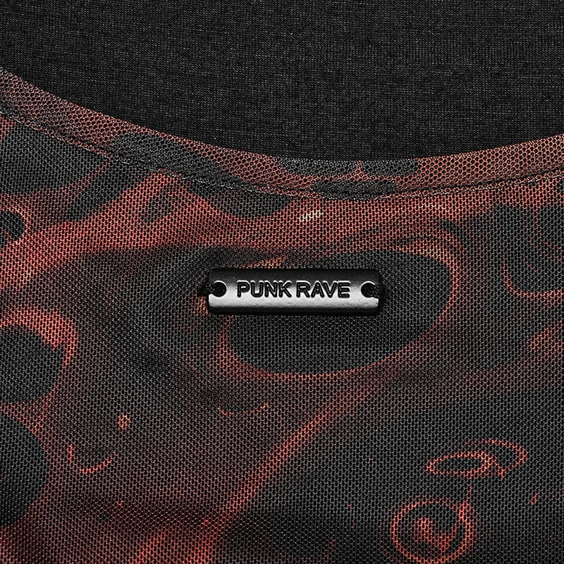 Gothic Wormhole Print Drawstring Eyelet Dress