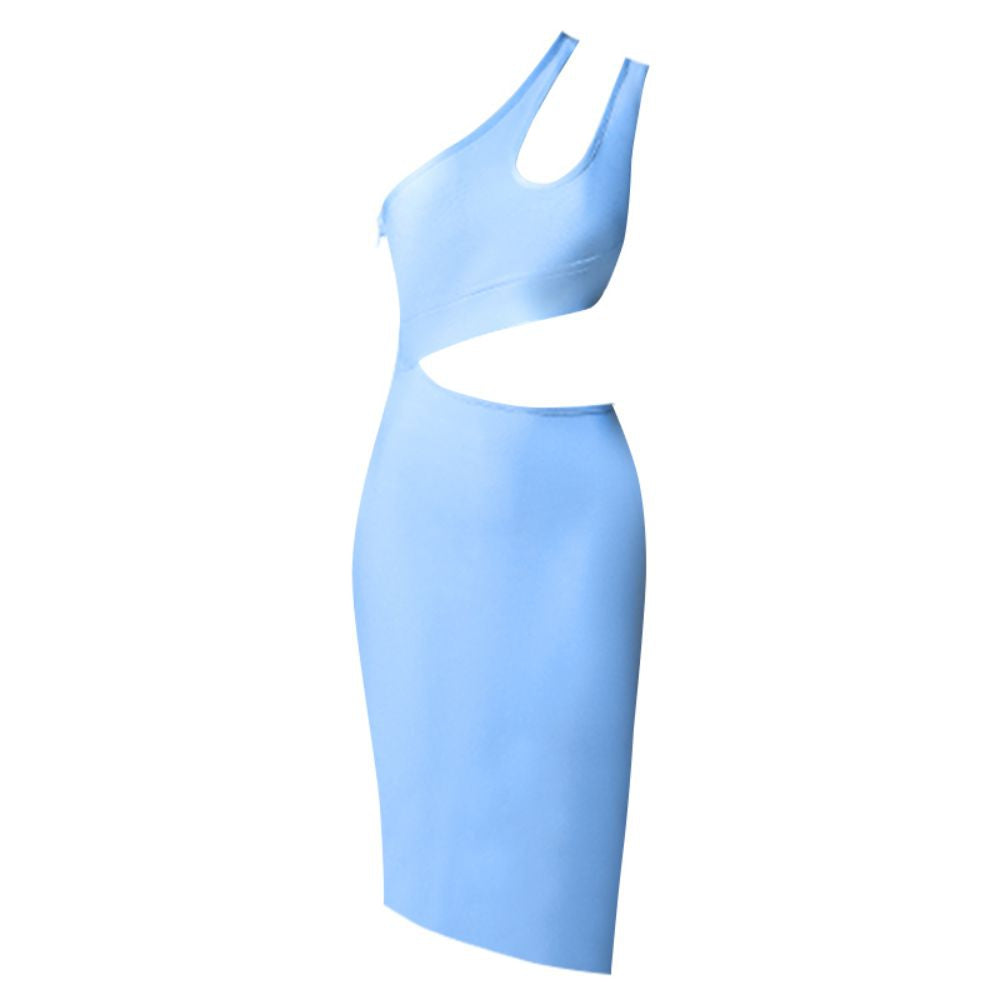 One-Shoulder Cutout Sleeveless Bodycon Midi Dress 4