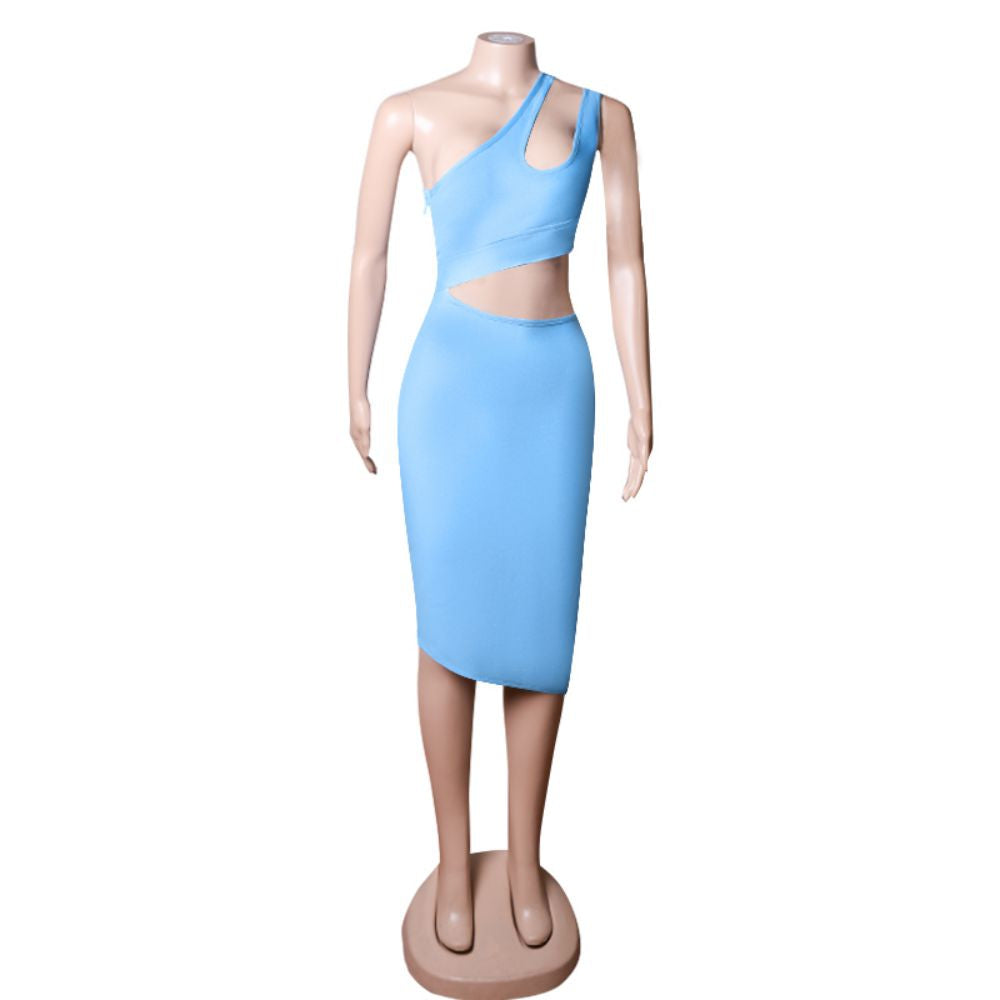 One-Shoulder Cutout Sleeveless Bodycon Midi Dress 5