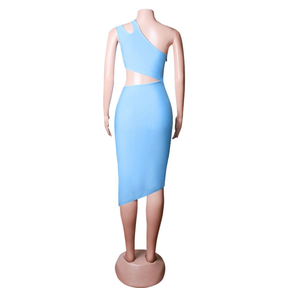 One-Shoulder Cutout Sleeveless Bodycon Midi Dress 6