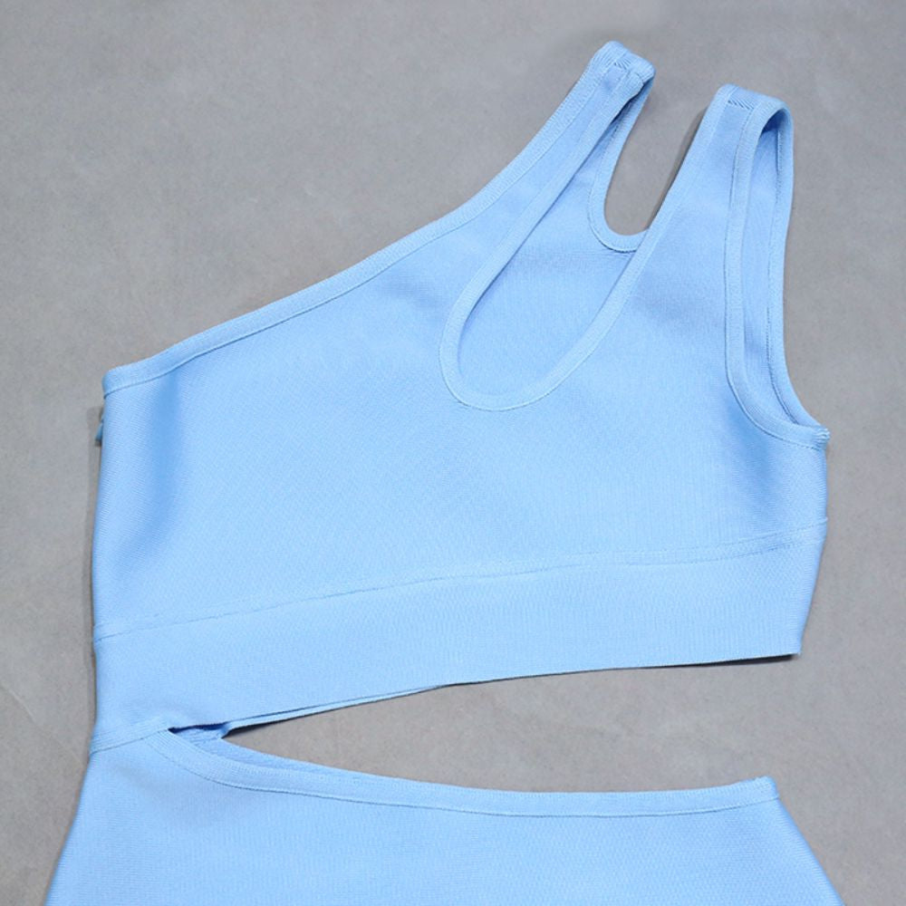 One-Shoulder Cutout Sleeveless Bodycon Midi Dress 7