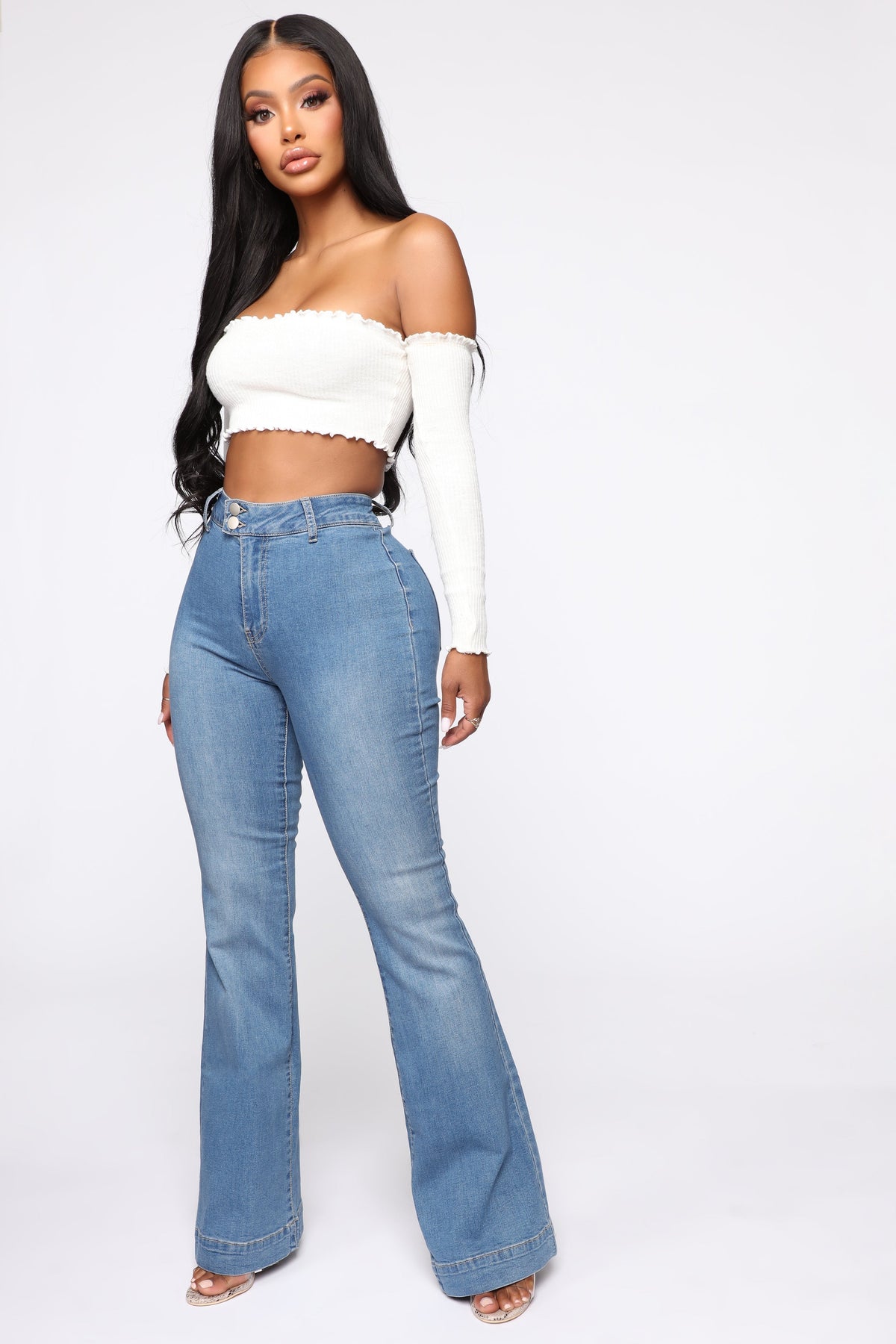 KittenAlarm - Paige High Rise Flare Jean - LightBlueWash