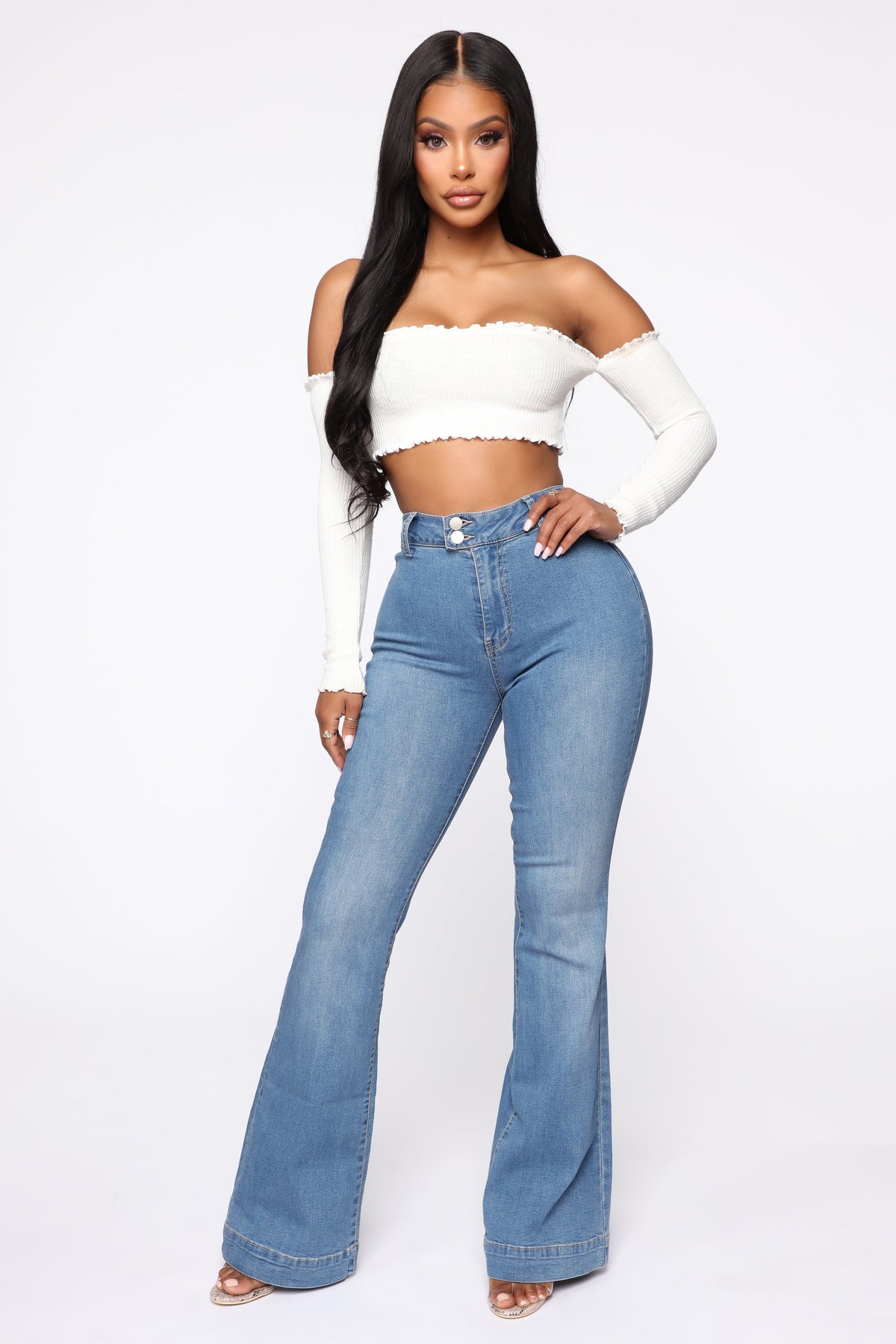KittenAlarm - Paige High Rise Flare Jean - LightBlueWash