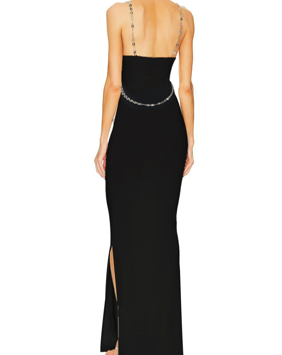 Chain Strap Sleeveless Bodycon Maxi Dress 4