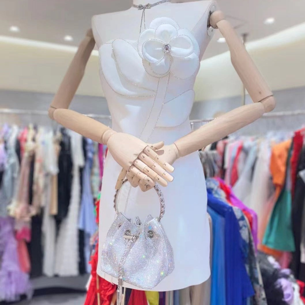 Rhinestone Floral Embellished Mini Dress - View 4