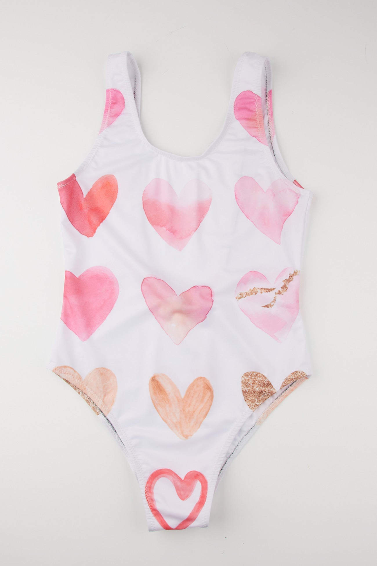 Peach Heart Print Backless One Piece Swimsuit