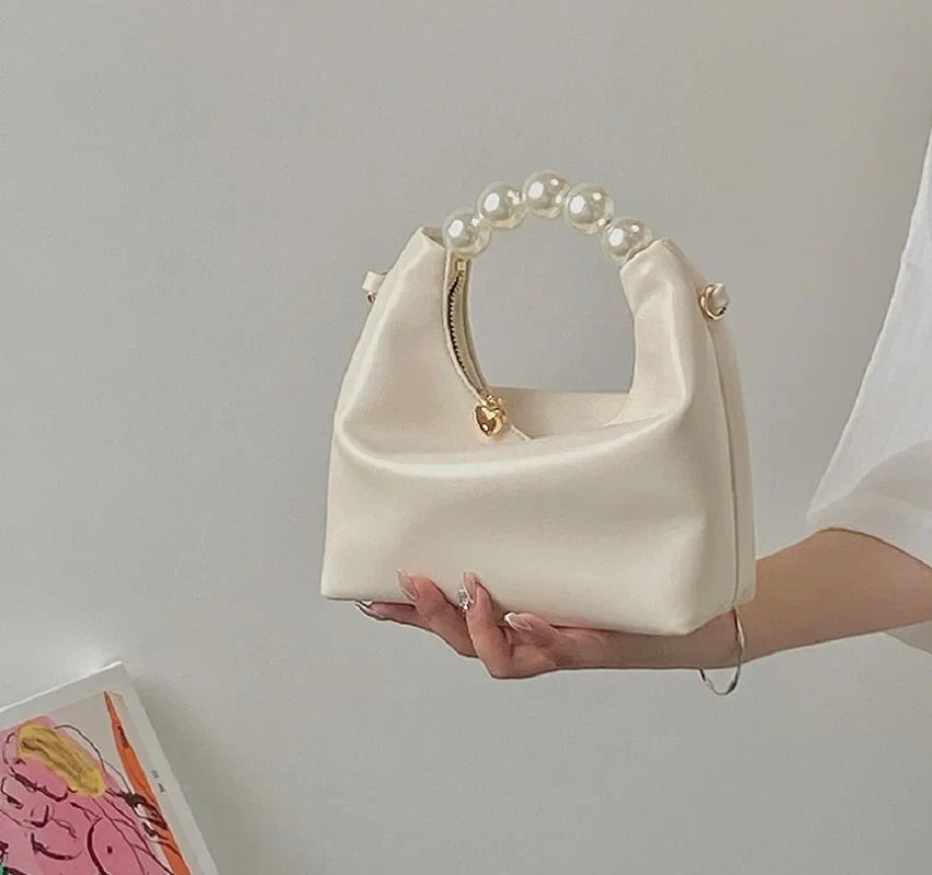Pearl Handle Fashion Women Clutch Bag