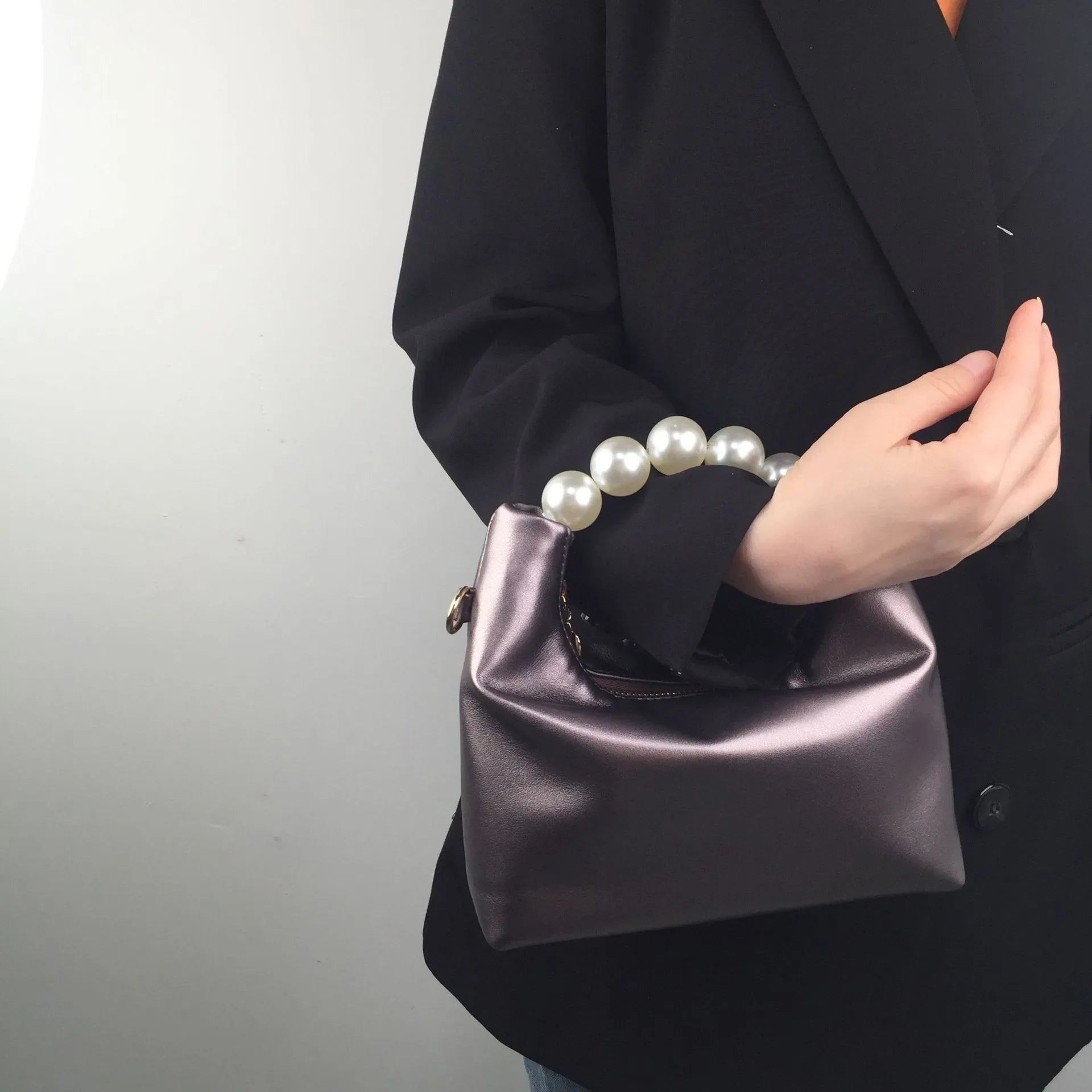 Pearl Handle Fashion Women Clutch Bag