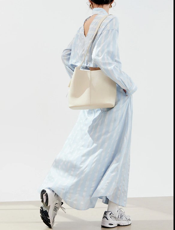 KittenAlarm - Penelope Striped Button Up Dress