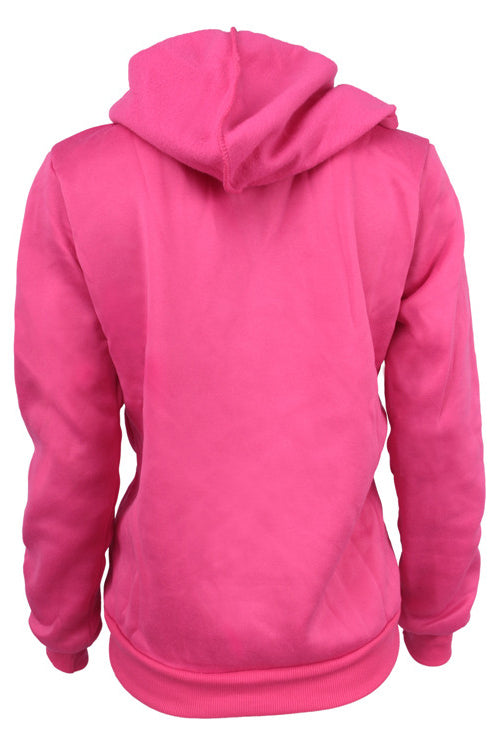 Pink Letter Print Drawstring Pocket Sweatshirt
