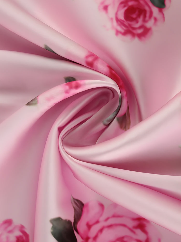 Pink Rose Satin Maxi Dress - Fashionpara