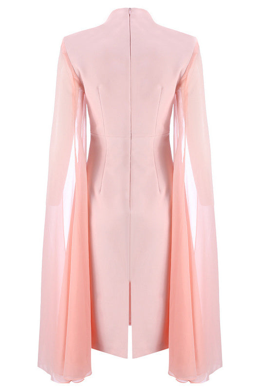 Pink Shawl Empire Waist Prom Dress