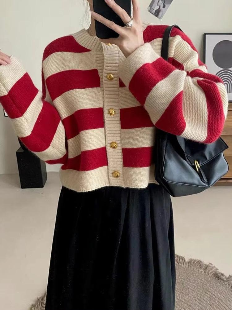 Pink Striped Knit Cardigan 3