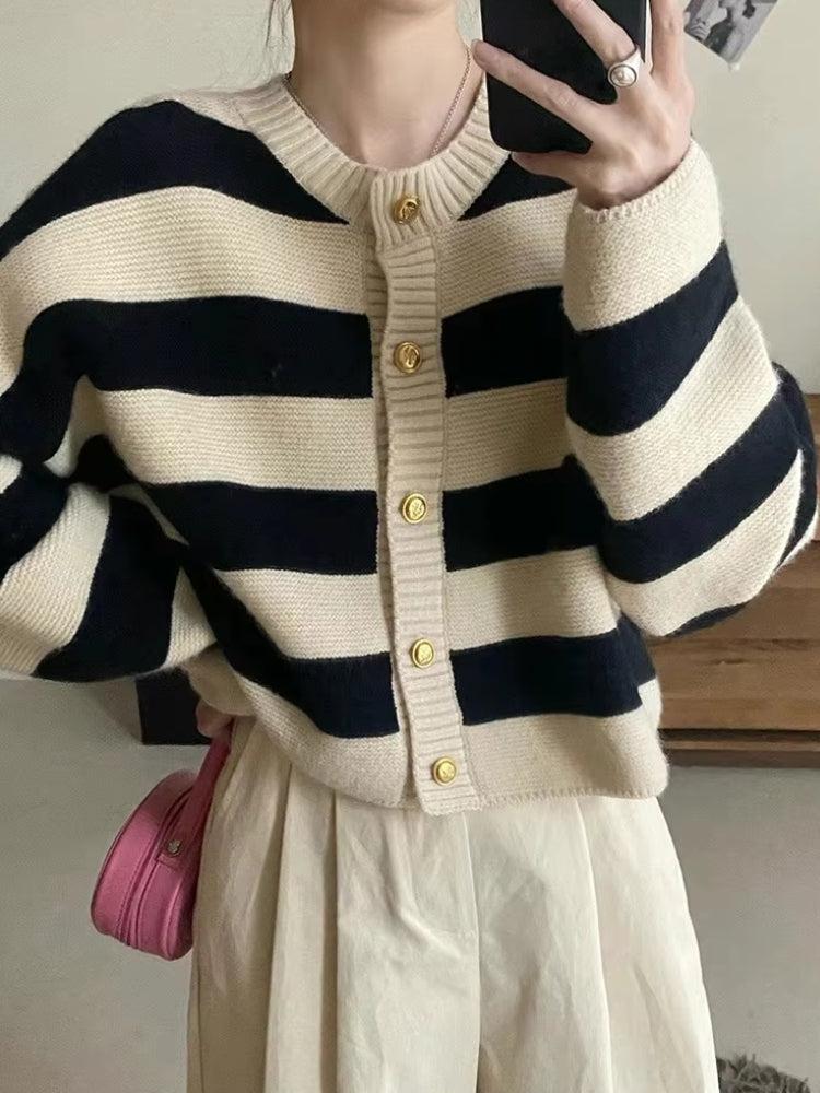 Pink Striped Knit Cardigan 5