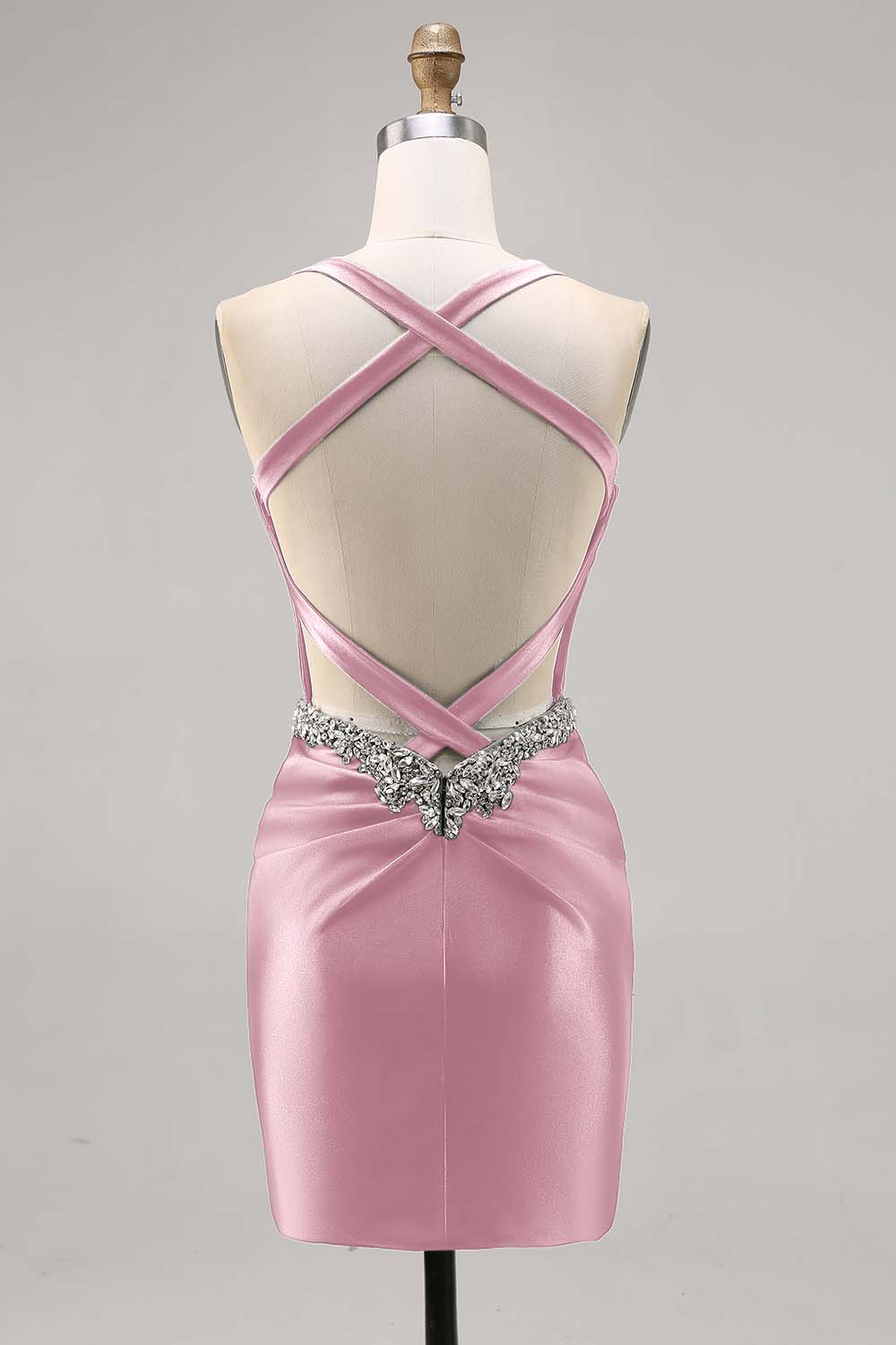 Sparkly Dark Green Corset Tight Satin Short Homecoming Dress with Beading