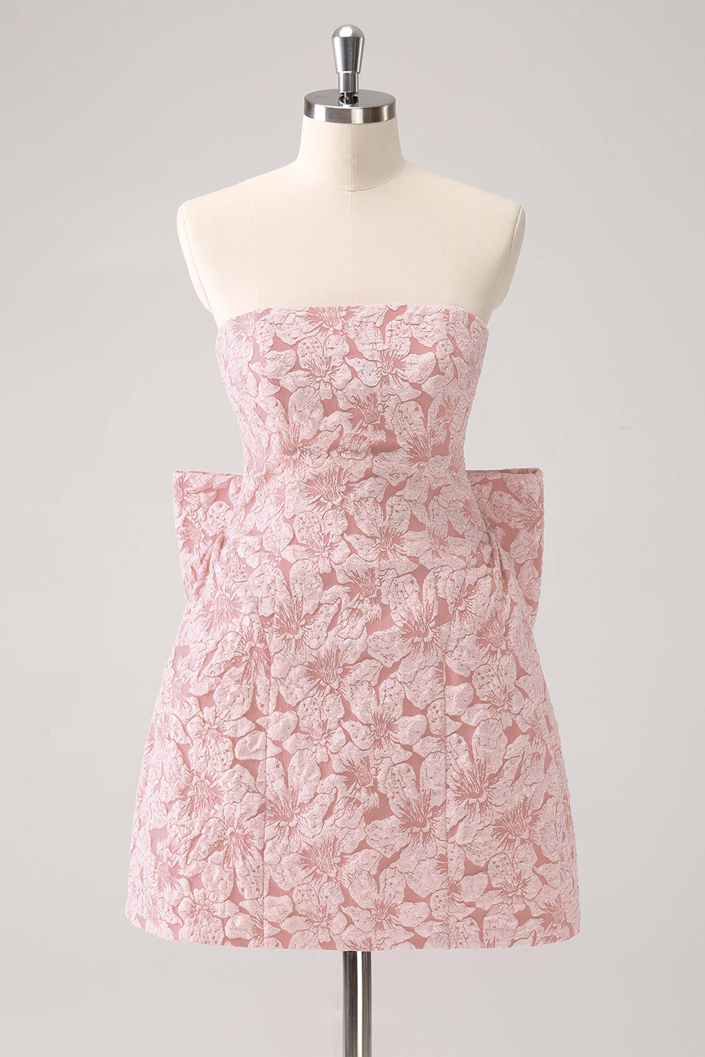 Sage Green Floral Strapless A Line Short Homecoming Dress with Bow