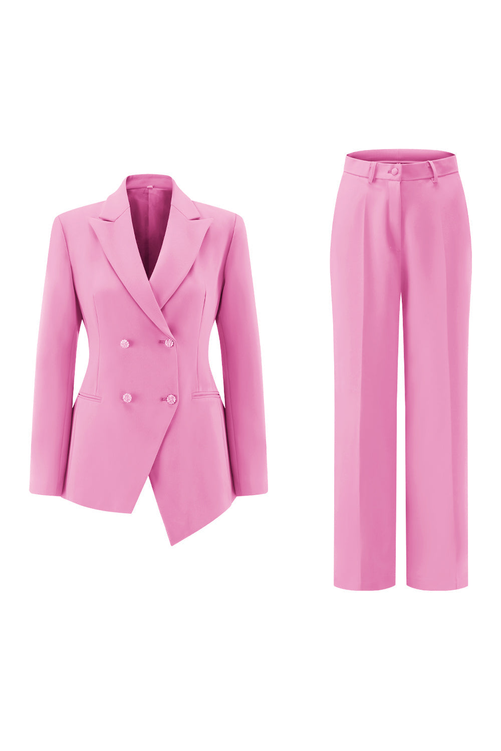Fuchsia 2 Piece Double Breasted Women Prom Suits
