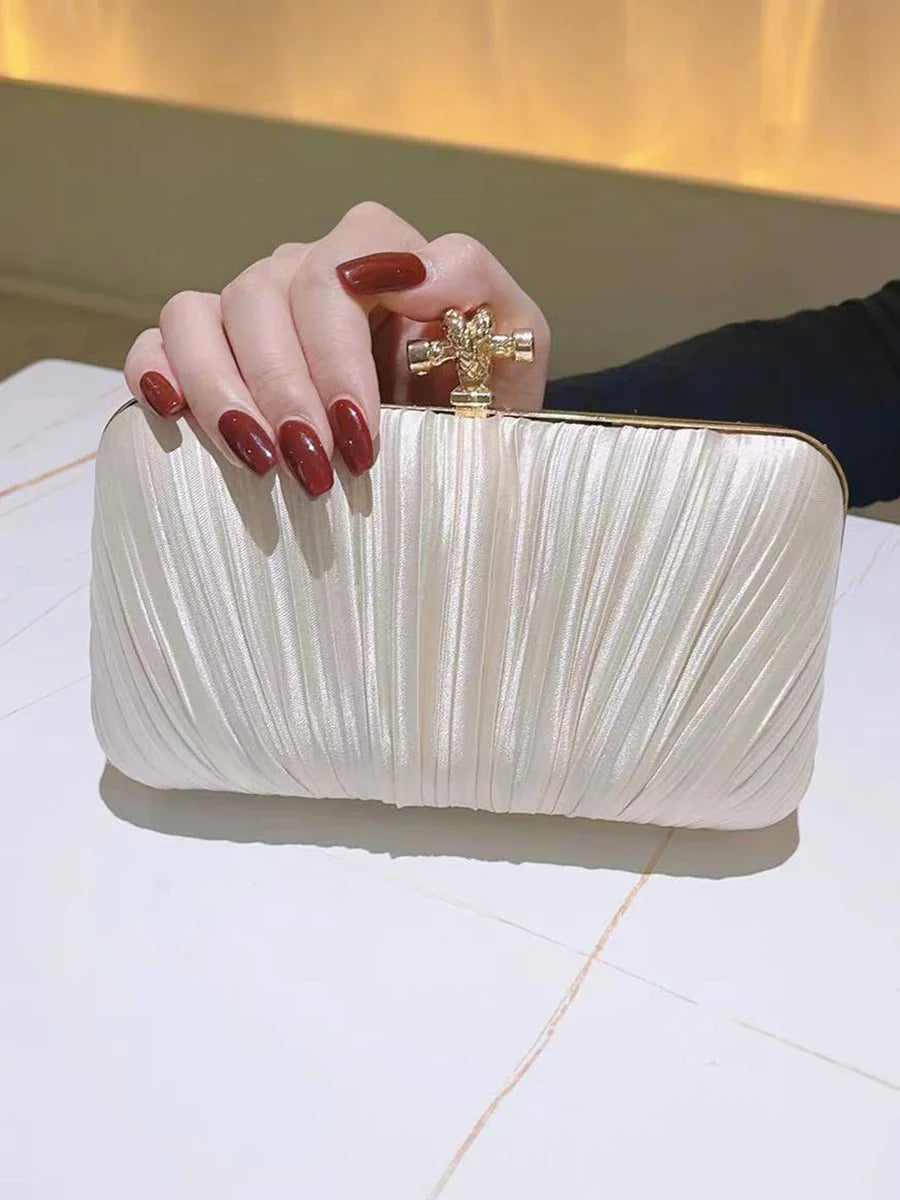 Pleated Evening Clutch Banquet Chain Bag