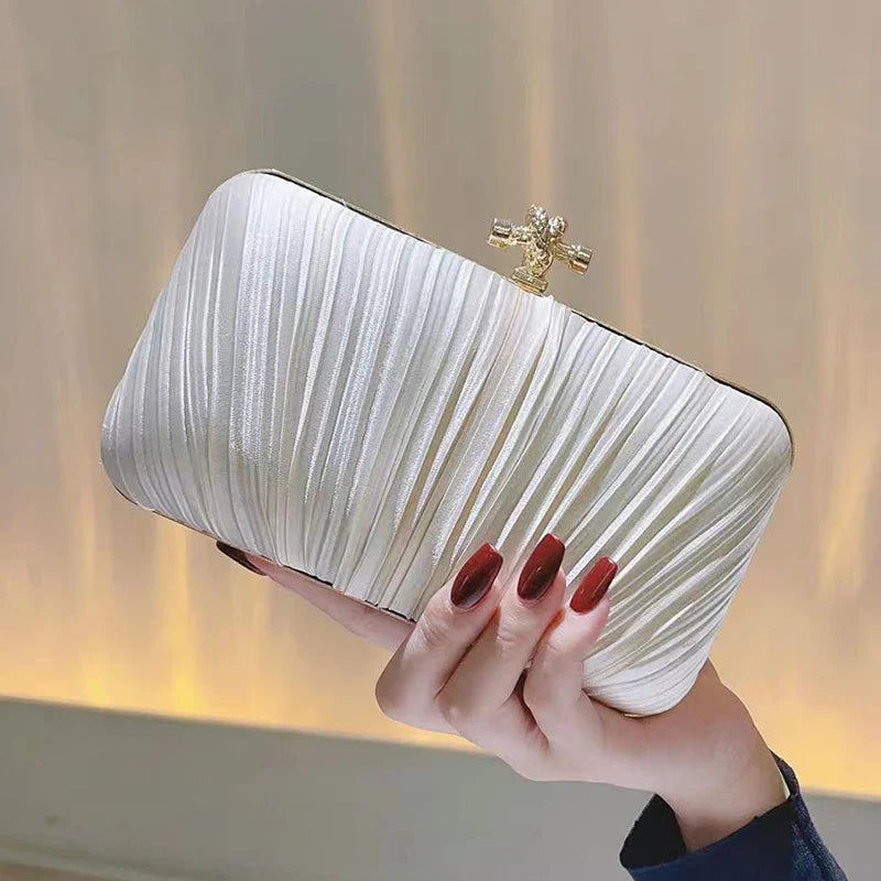 Pleated Evening Clutch Banquet Chain Bag
