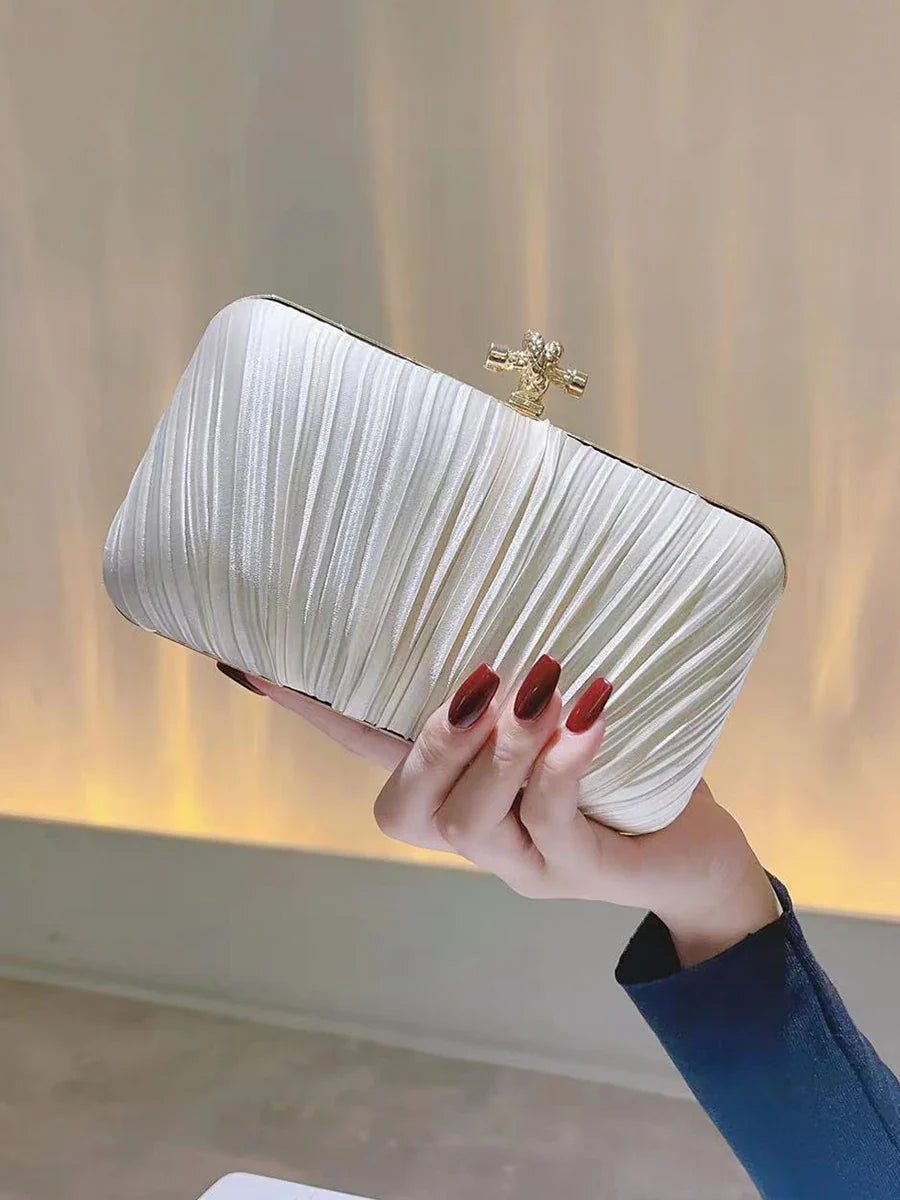Pleated Evening Clutch Banquet Chain Bag