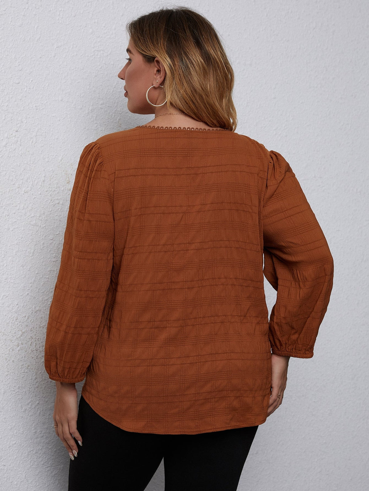 KittenAlarm - Plus Guipure Lace Trim Blouse