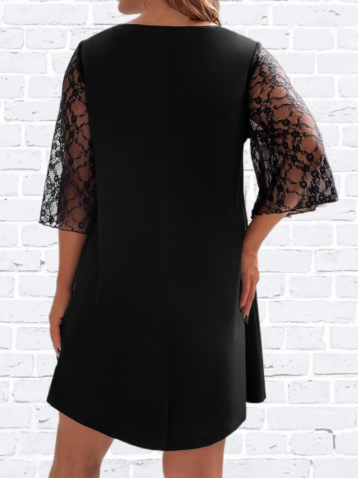 Half Lace Sleeve Loose Cotton Party Dresses 2