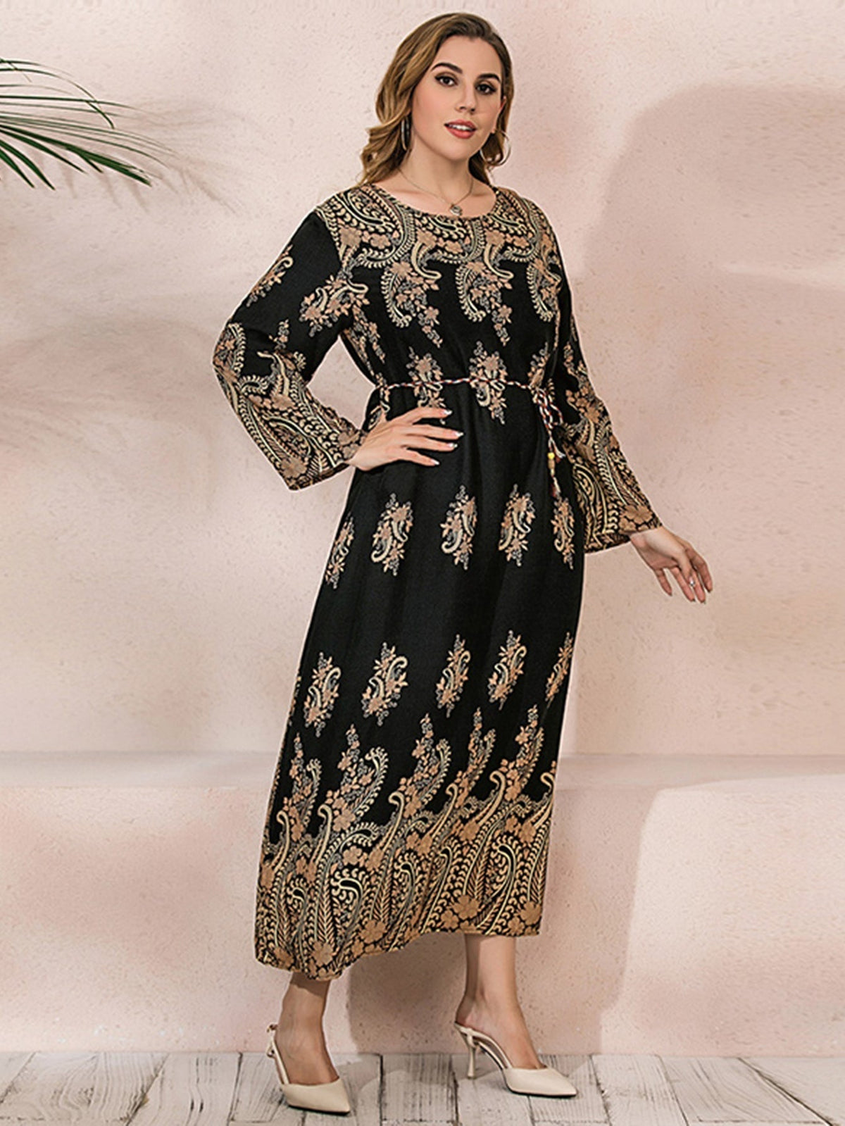 KittenAlarm - Plus Size Oversize Ethnic Print Longline Dress