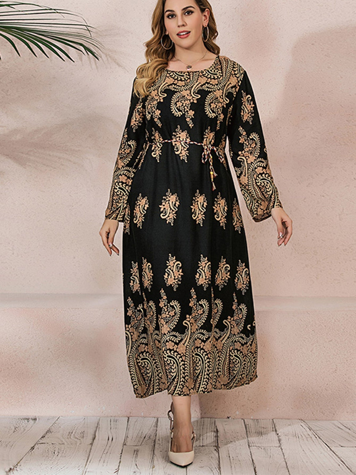 KittenAlarm - Plus Size Oversize Ethnic Print Longline Dress