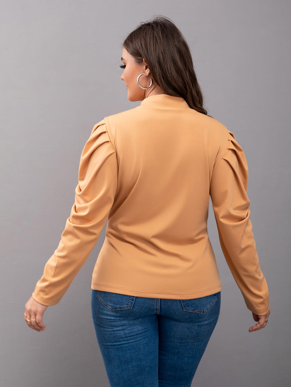 KittenAlarm - Plus Stand Collar Puff Sleeve Tee