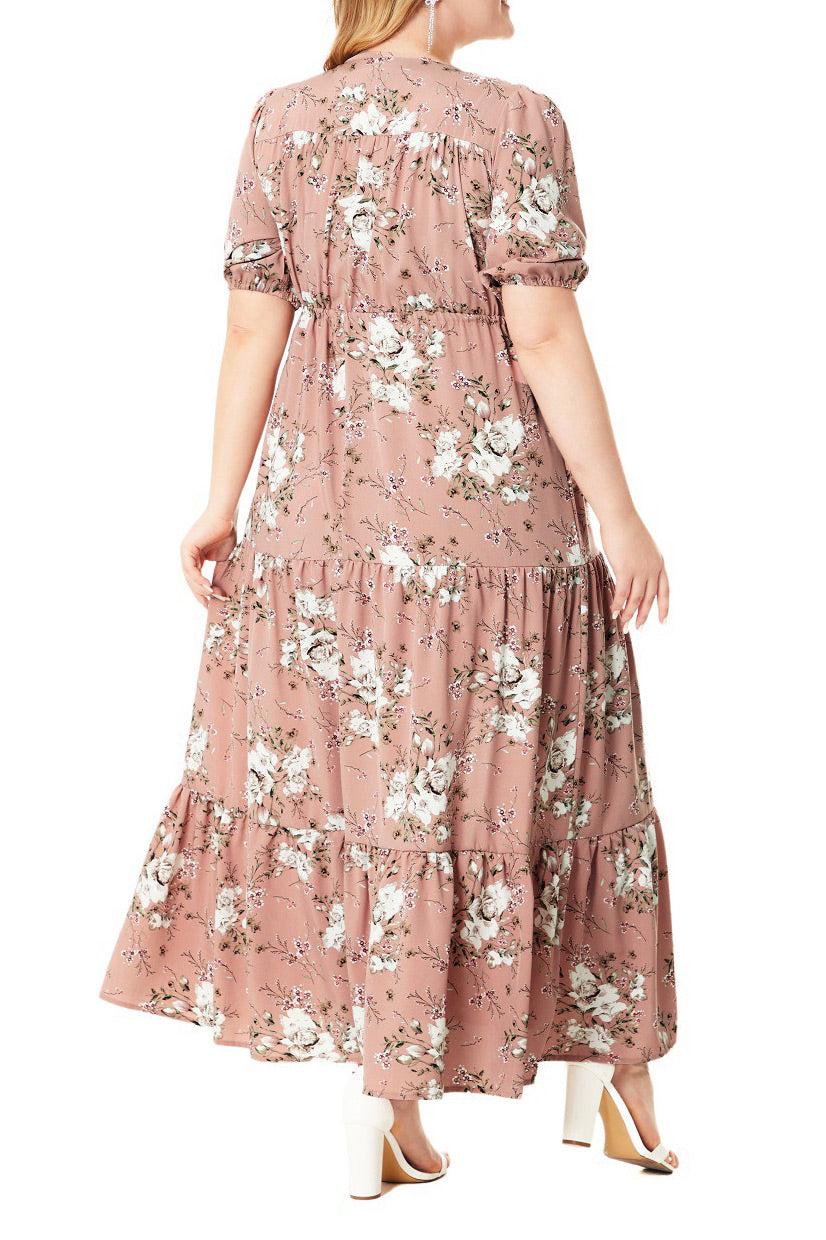 Plus Size A-Line Long Floral Maxi Dress