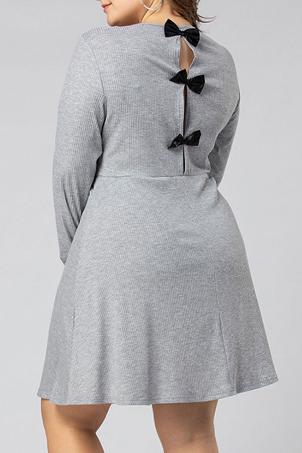 Plus Size Knot Back Ribbed Dress