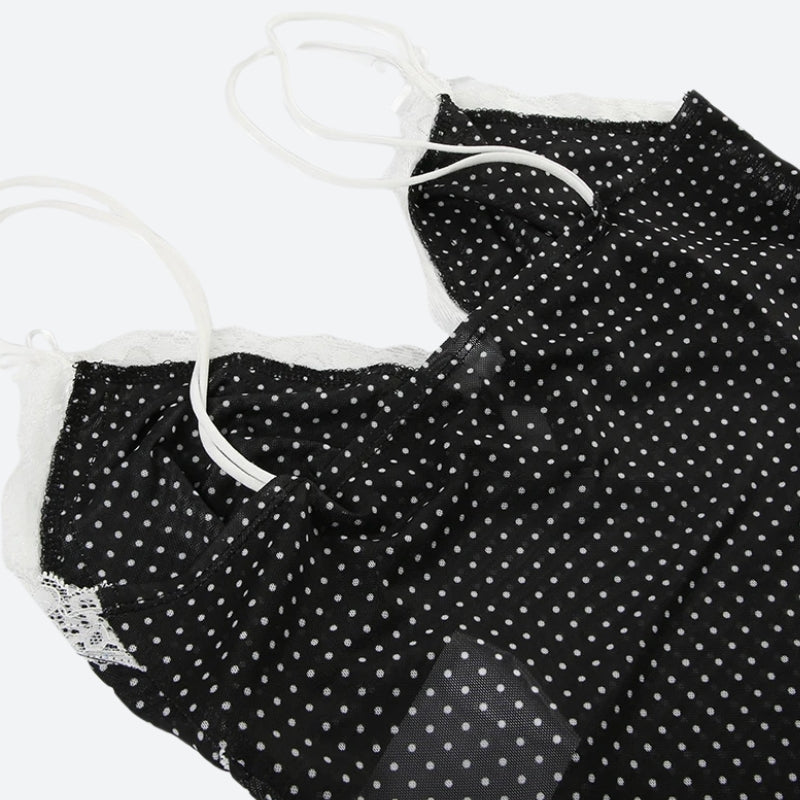 Polka Dot Mesh Top - Fashionpara