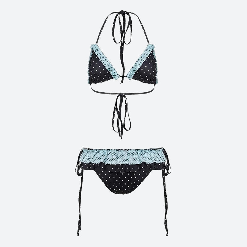Polka Dot Ruffled Bikini Set - Fashionpara